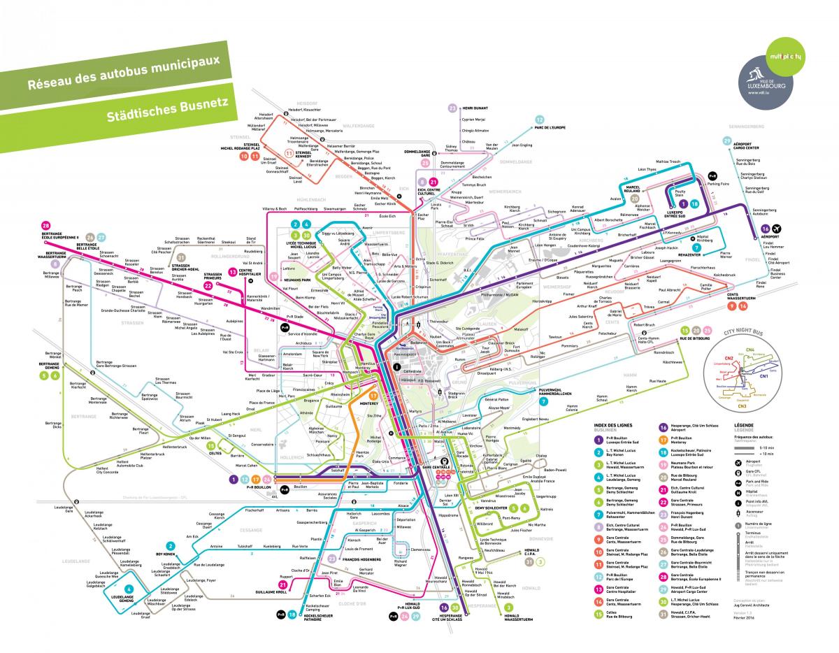 Luxemburg autobús mapa de rutes