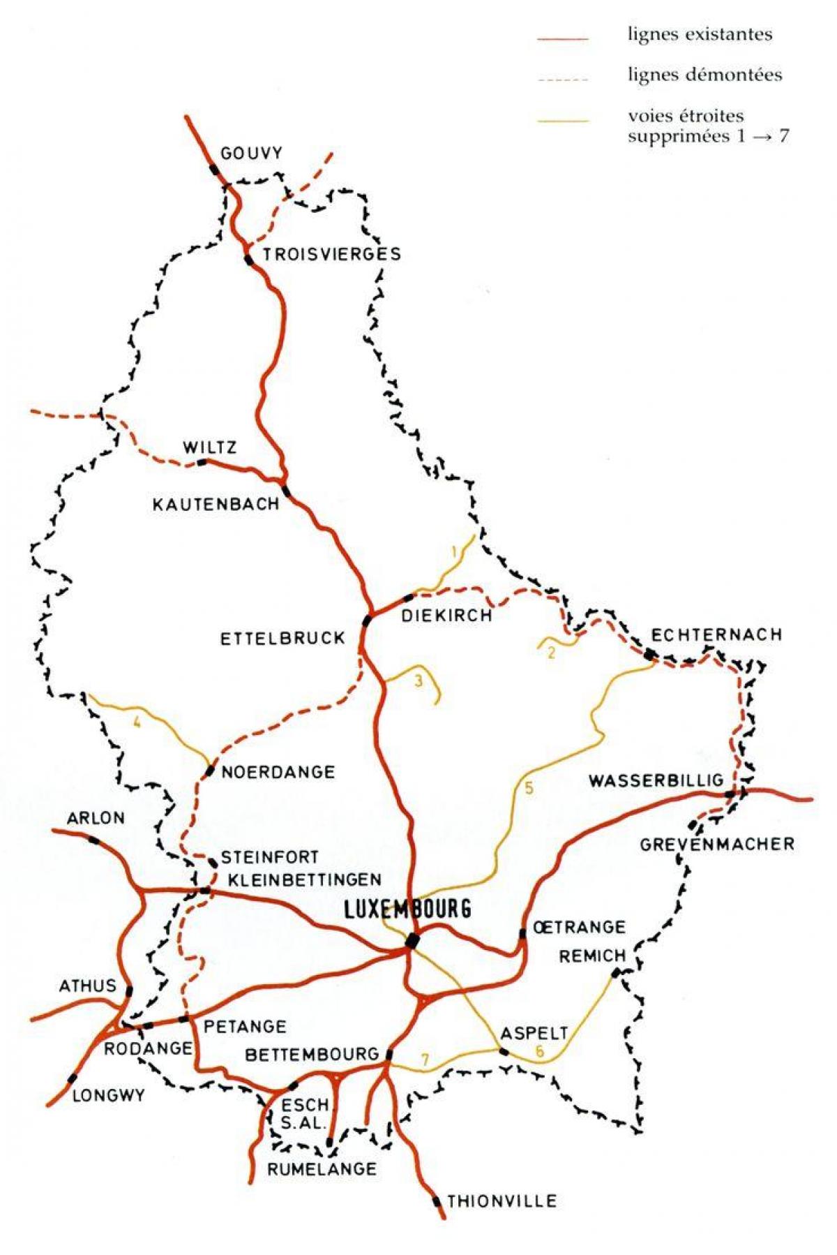 mapa de Luxemburg de l'estació de tren