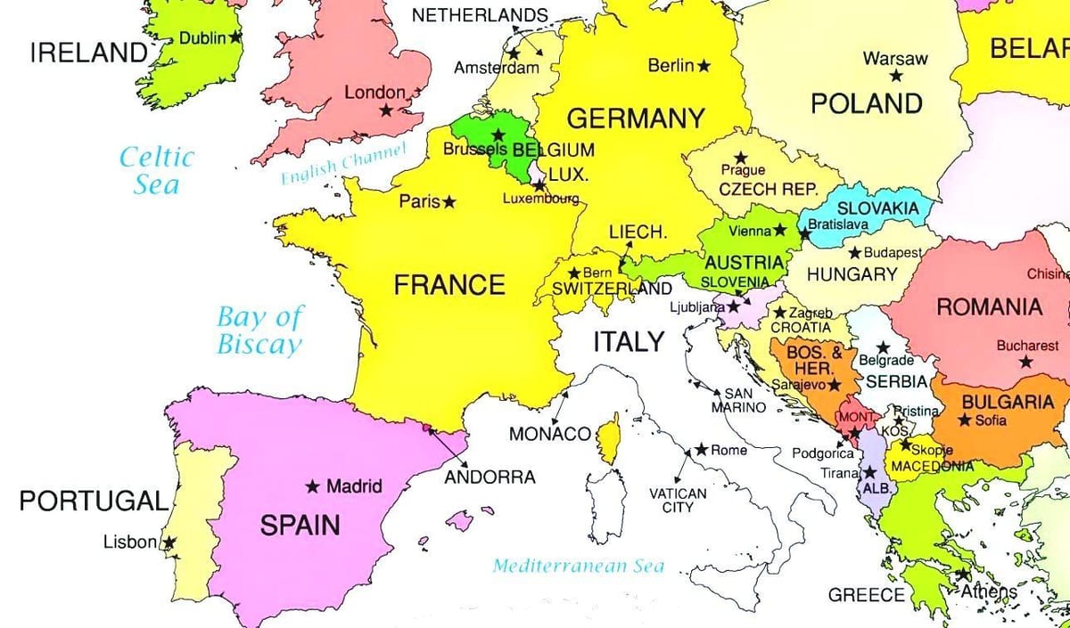 mapa d'europa mostrant Luxemburg