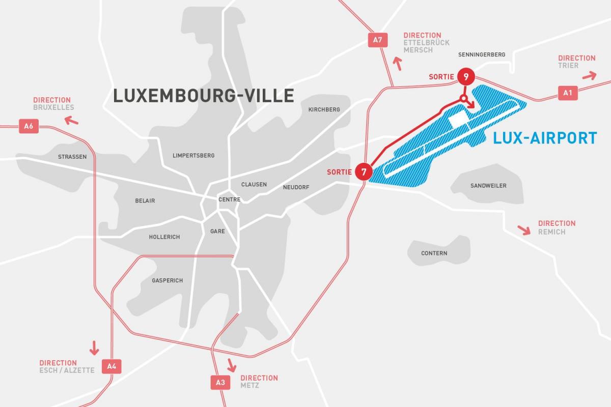 mapa de Luxemburg de l'aeroport