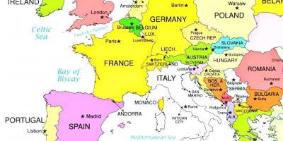 Mapa d'europa mostrant Luxemburg